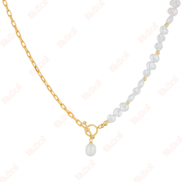 gold necklace simple style pearls chains